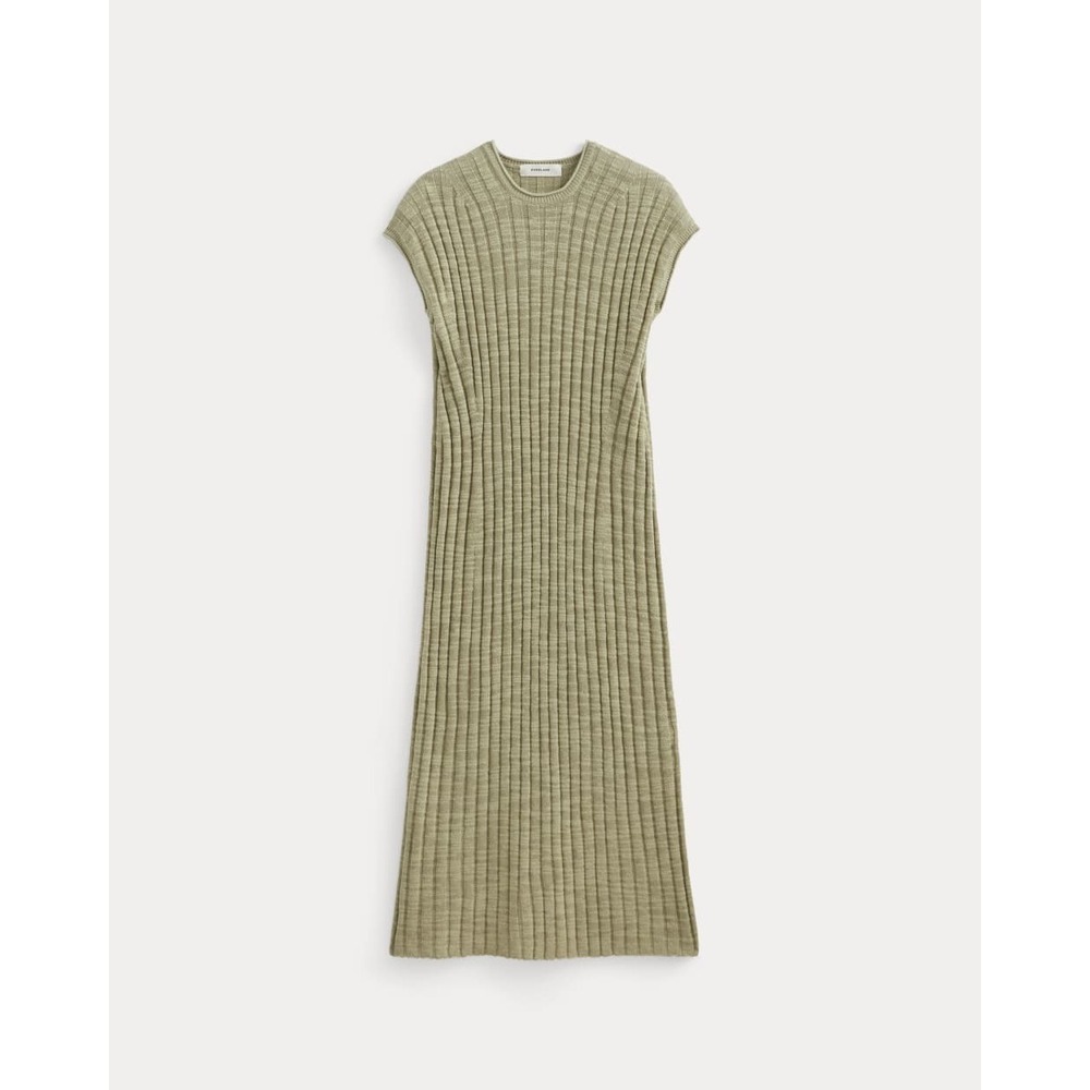 Everlane Women's Column Dress in Cotton Linen in Eucalyptus, Size Medium, Cotto…